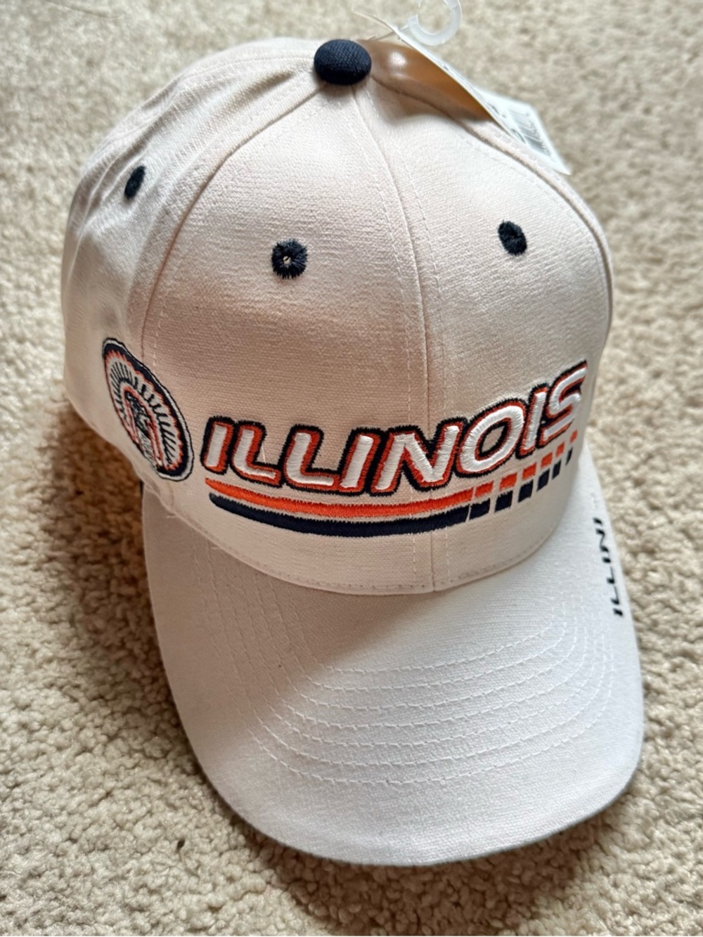 NWT vintage University of Illinois Chief Illiniwek logo spell out strapback hat